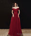 Elegant satin tulle long prom dress A-line evening dress