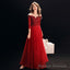 Burgundy lace tulle Prom Dress