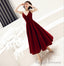Simple v neck velvet short Prom Dress