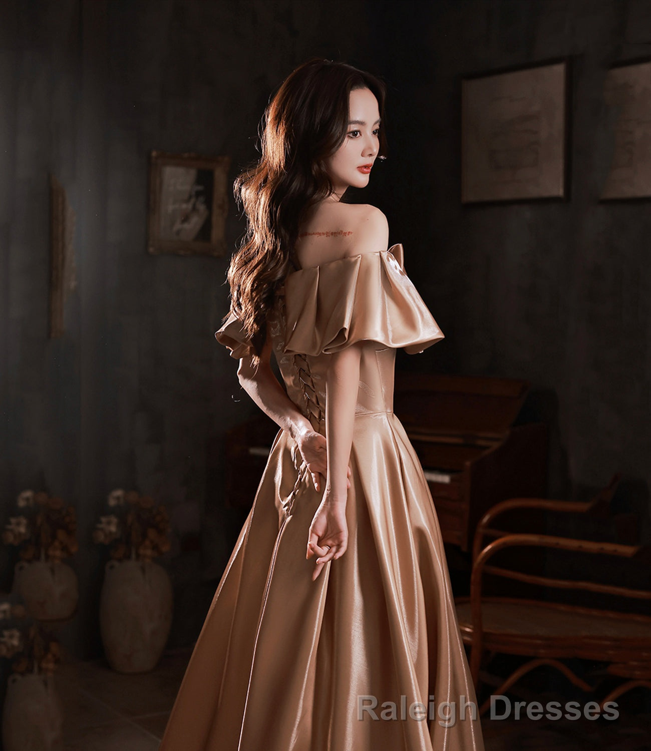 Lovely Bow Satin Long Ball Gown Formal Dress