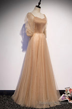 Cute Tulle Long Prom Dresses, A Line Prom Dresses