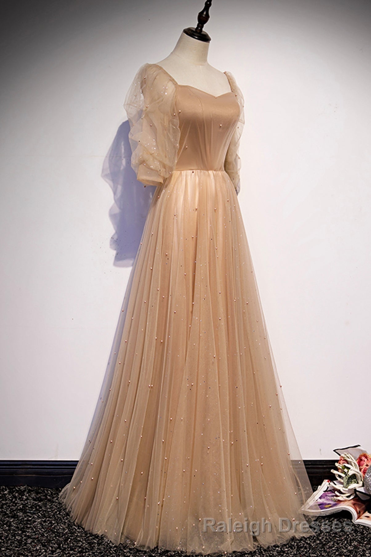 Cute Tulle Long Prom Dresses, A Line Prom Dresses