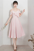 Pink A line short prom dress pink Prom dress