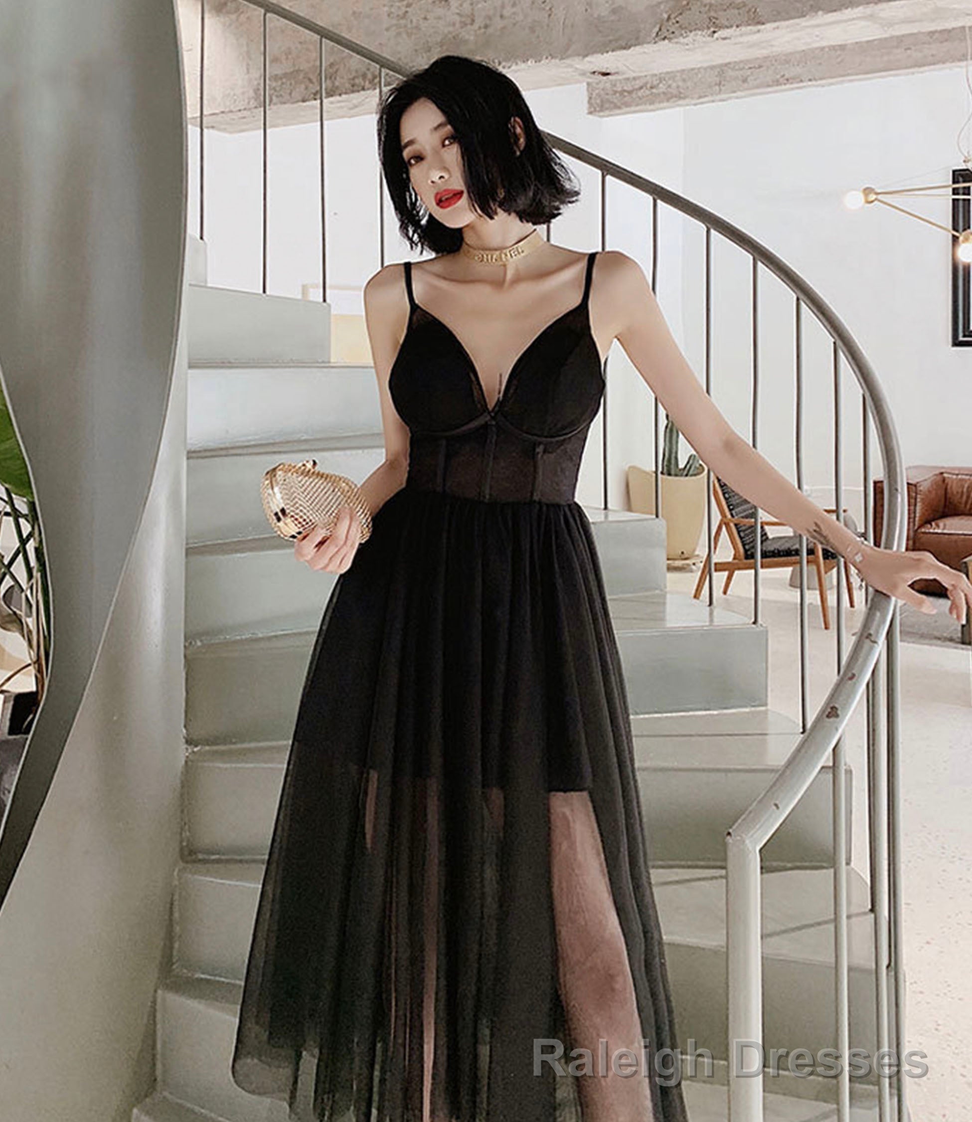 Black tulle short prom dress homecoming dress Main image