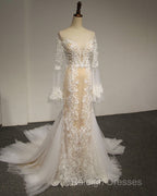 Flare Sleeve Sexy Mermaid Wedding Dress