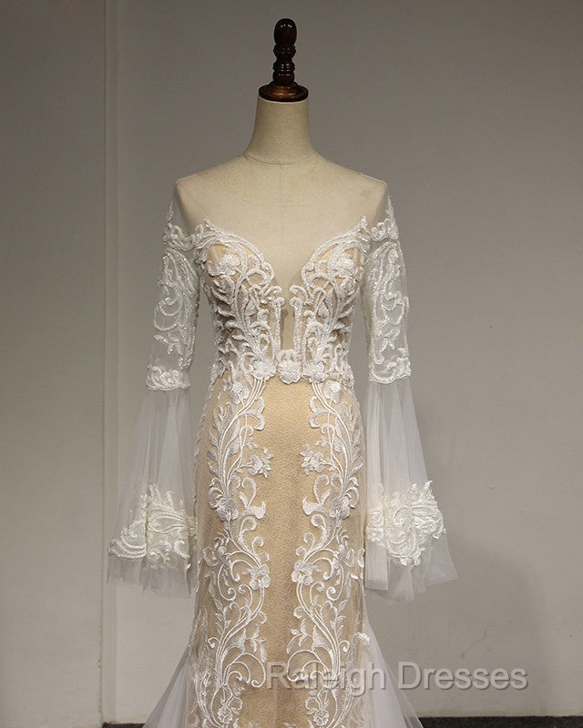 Flare Sleeve Mermaid Wedding Dresses