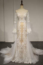 Flare Sleeve Sexy Mermaid Wedding Dress