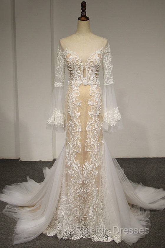 Flare Sleeve Mermaid Wedding Dresses Main image