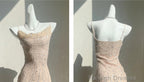 Flesh Pink Spaghetti Strap Mermaid Tulle Sequined Prom Dresses Birthday Dresses