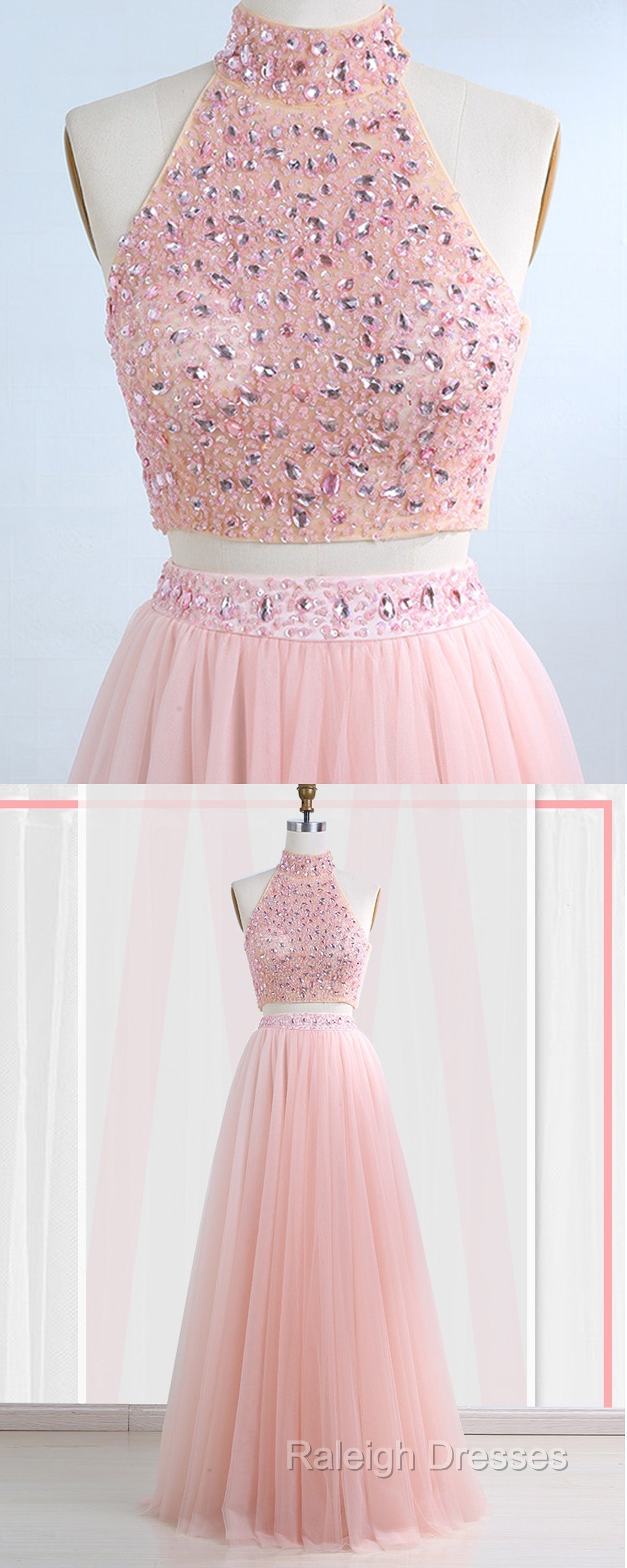 Floor-Length Tulle Sleeveless Prom Dresses