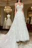 Floral Applique Sweetheart Long Wedding Dress With Sweeping Train