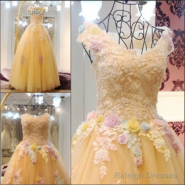 Floral Bridal Ball Gowns Gorgeous Wedding Dresses Handmade Dresses Long Prom Dresses Main image