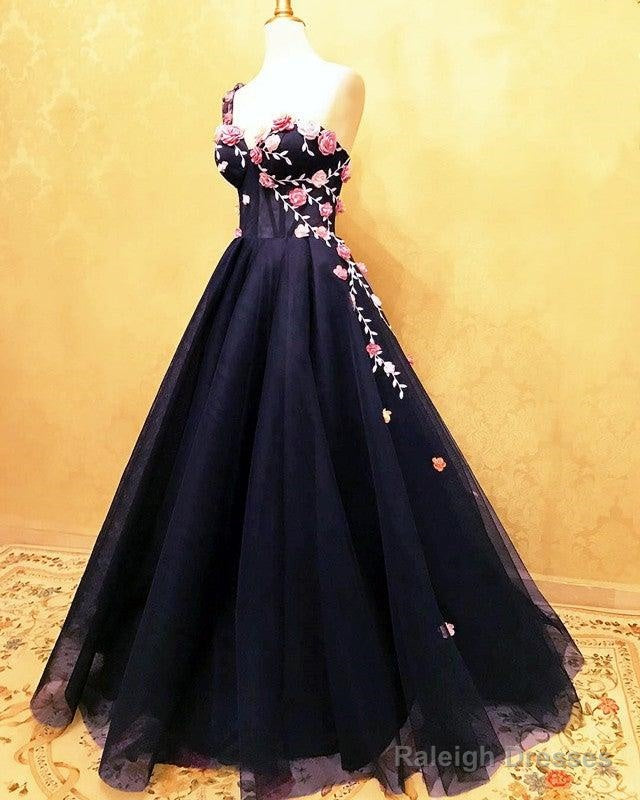 Floral Flowers One Shoulder Prom Dresses Organza Ruffles Secondary image