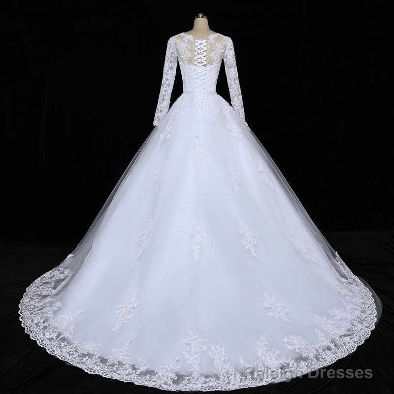 Floral Mermaid Tulle Lace Vintage Long Sleeves Wedding Dress Secondary image