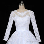 Floral Mermaid Tulle Lace Vintage Long Sleeves Wedding Dresses