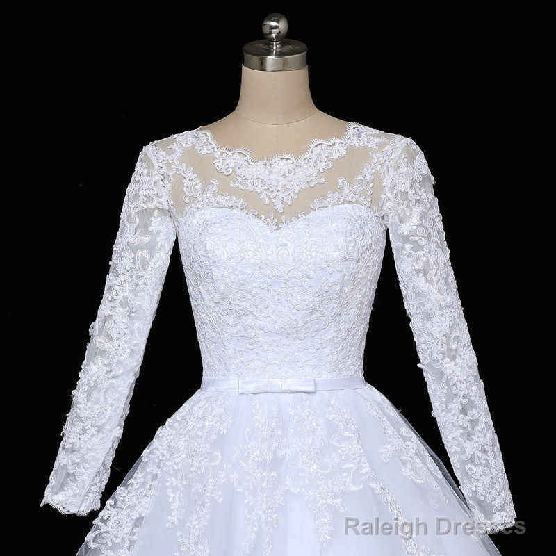 Floral Mermaid Tulle Lace Vintage Long Sleeves Wedding Dresses