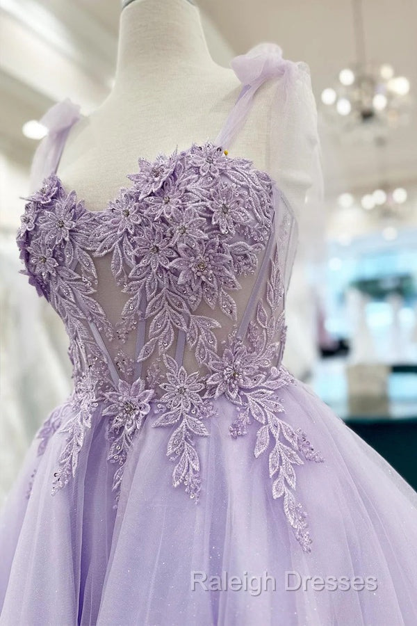 Floral Sweetheart A-Line Lavender Homecoming Dress