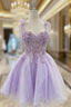 Floral Sweetheart A-Line Lavender Homecoming Dress