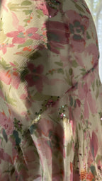 Flowing Chiffon Sequin Print Pink Irregular Skirt Formal Prom Dress