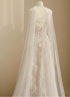 Flowing Lace Sweetheart Neckline A-Line Tulle Wedding Dress