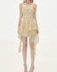 Flowy A-Line Halter Layered Yellow Chiffon Open Back Short Homecoming Dresses Cocktail Dresses