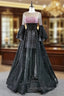 For You Next Prom Dance Black Ball Gown Tulle Long Sleeve Beading Prom Dress