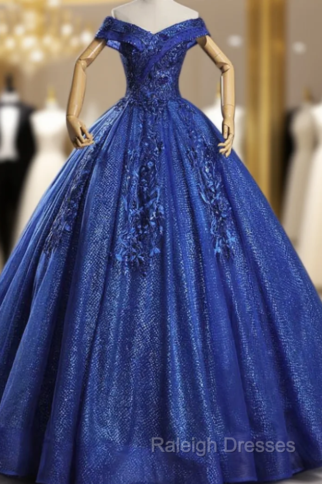 For You Royal Blue Ball Gown Sequins Beading Appliques Quinceanera Dress Main image