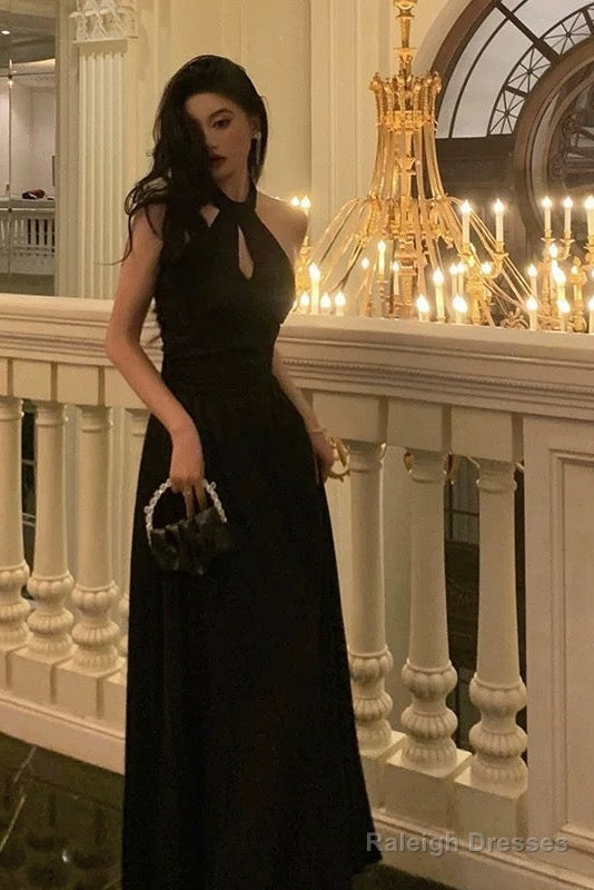 French A Line Halter Sleeveless Black Prom Dresses Birthday Outfits Secondary image