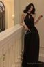 French A Line Halter Sleeveless Black Prom Dresses Birthday Outfits