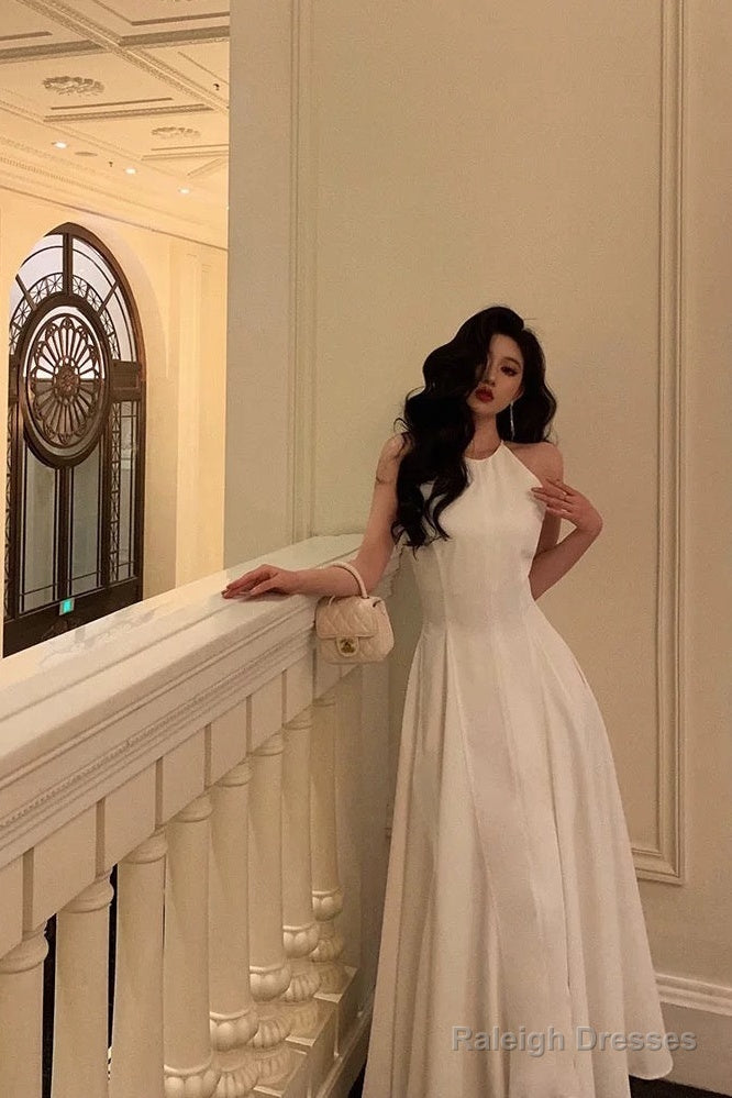 French A Line Jewel Sleeveless White Chiffon Prom Dresses Birthday Outfits