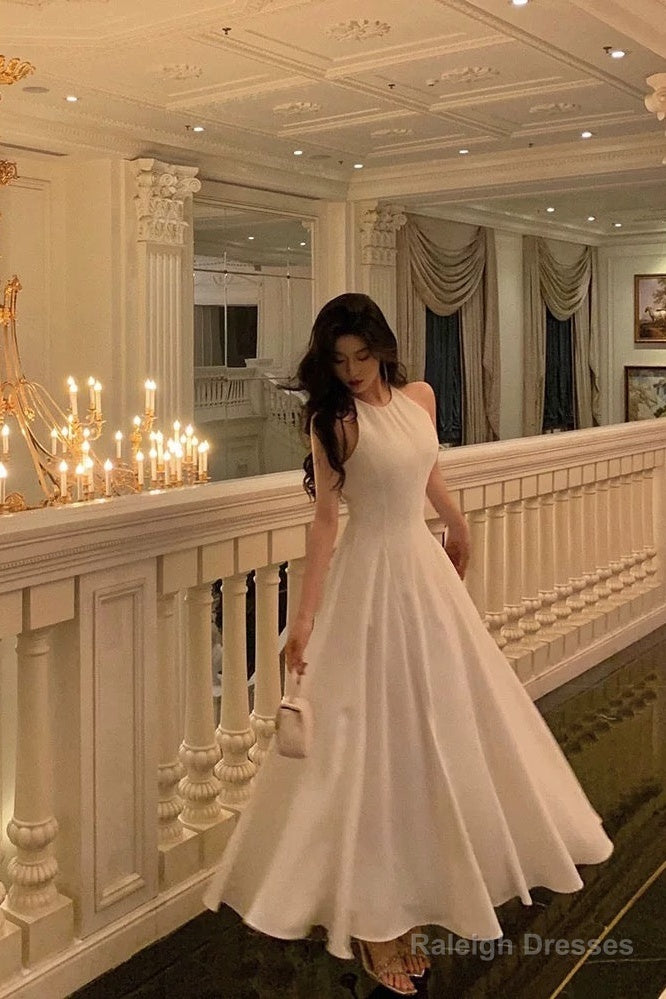 French A Line Jewel Sleeveless White Chiffon Prom Dresses Birthday Outfits Main image