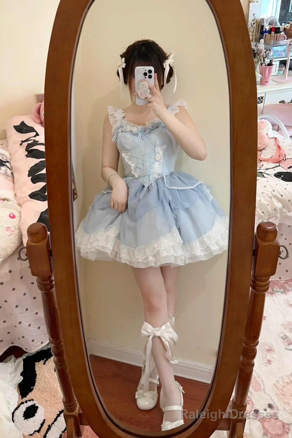 French Ball Gown 2 Pieces Top And Skirt Short Blue Lolita Dresses Party Dress Birthday Outfits Main image