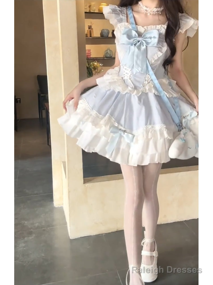 French Ball Gowns Square Neckline Short Tulle Blue Lolita Dress Prom Dresses Birthday Outfits Secondary image