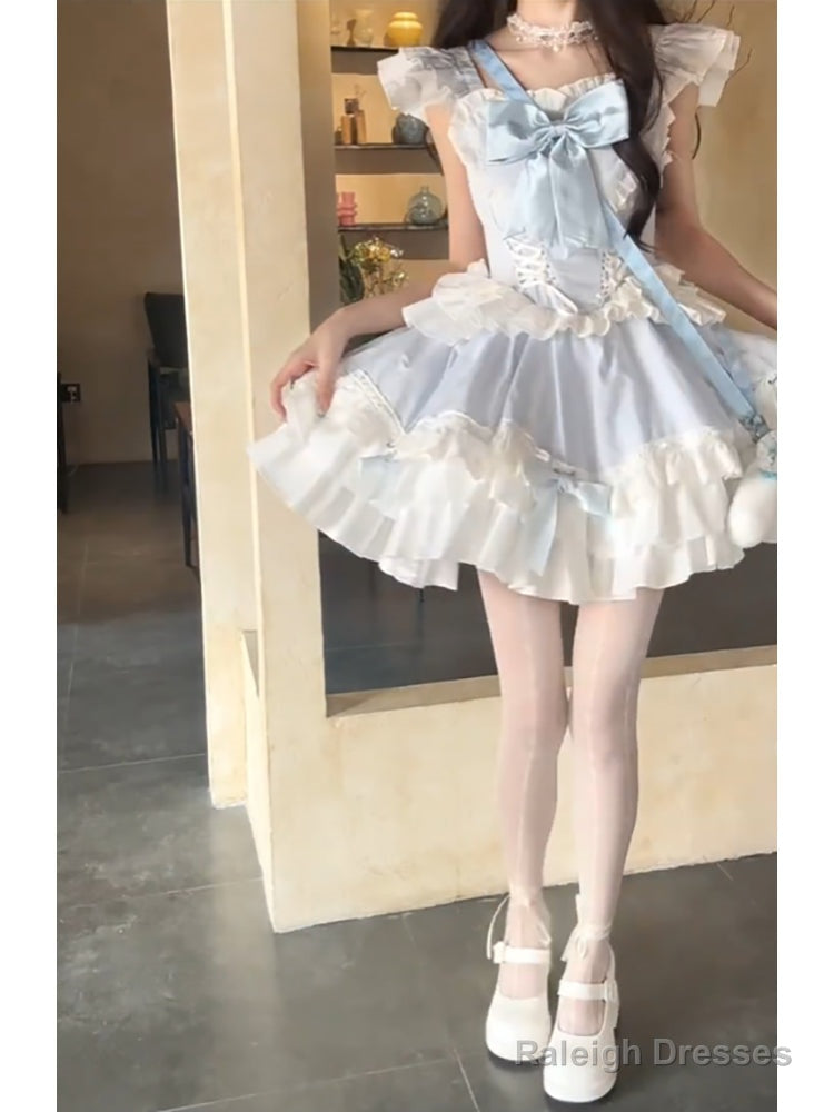 French Ball Gowns Square Neckline Short Tulle Blue Lolita Dress Prom Dresses Birthday Outfits Main image