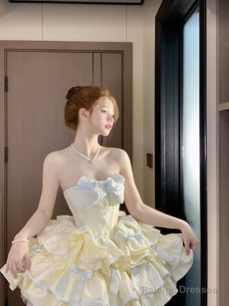 French Ball Gown Strapless Short Champagne Lolita Dresses Party Dress Birthday Outfits Main image