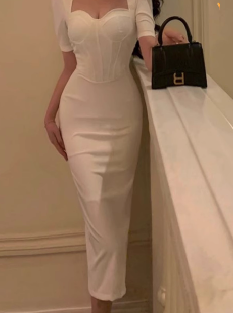 French Slim Fit Five-Quarter Sleeve Hip Dresses