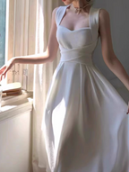 French Style Niche Light Luxury White Straps Dresses Elegant White Birthday Dresses