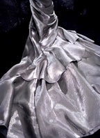 French Vintage Mermaid Spaghetti Straps Ruffles Silver Gray Prom Dresses Birthday Outfits