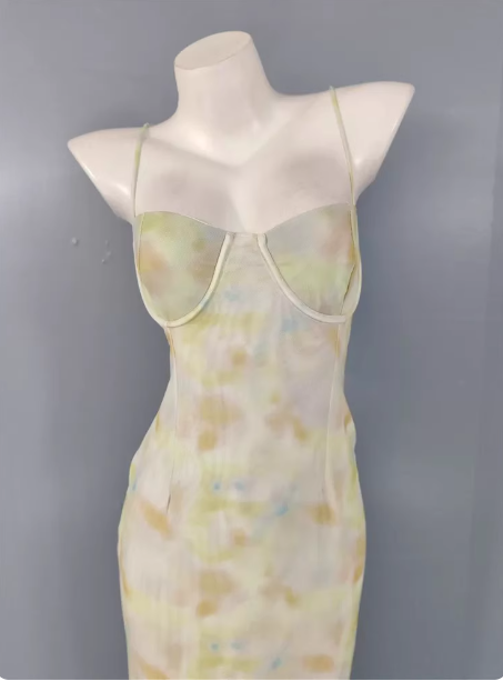 Fresh Gradient Print Spaghetti Strap Chiffon Long Formal Prom Dress Secondary image
