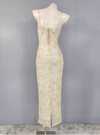 Fresh Gradient Print Spaghetti Strap Chiffon Long Formal Prom Dress