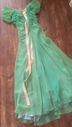 Fresh Green A-Line Ruffled Chiffon Long Formal Prom Dress