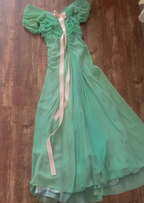 Fresh Green A-Line Ruffled Chiffon Long Formal Prom Dress