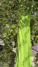 Fresh Green One Shoulder Chiffon Beaded Mermaid Prom Gown Formal Prom Dress