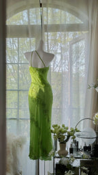Fresh Green One Shoulder Chiffon Beaded Mermaid Prom Gown Formal Prom Dress