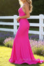 Fuchsia Mermaid Halter Neck Backless Long Prom Dress