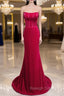 Fuchsia Mermaid Velvet Strapless Prom Dress