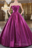 Fuchsia Satin Strapless Pleats Prom Dresses
