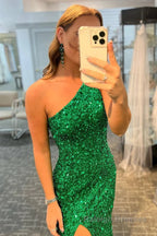 Fuchsia Sequin Long Prom Dress with Slit