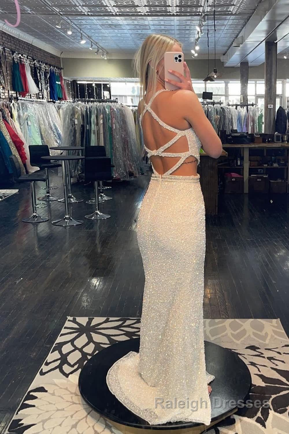 Fuchsia Sequins Criss Cross Straps Prom Dress