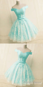 Green Off The Shoulder Appliques Short Homecoming Dress